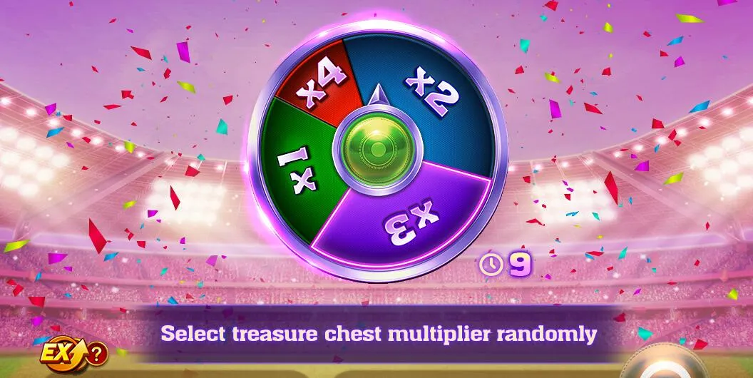 Cricket king 18 - treasure chest multiplier wheel before the Free Game.